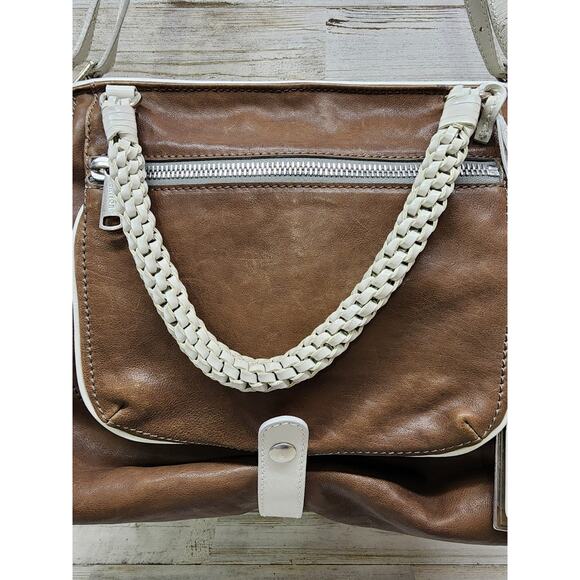 Gryson Olivia Brown "Skye" Made In Italy Two Toned Leather Satchel Bag - Picture 4 of 16